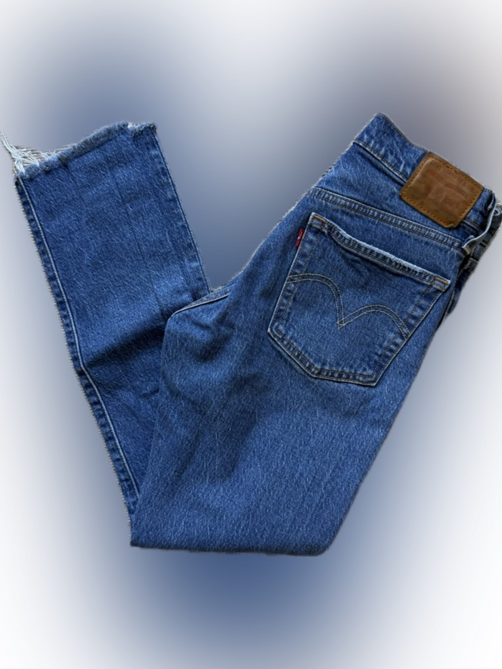 Women's 501 Skinny Blue Denim Jeans w/ raw hem
